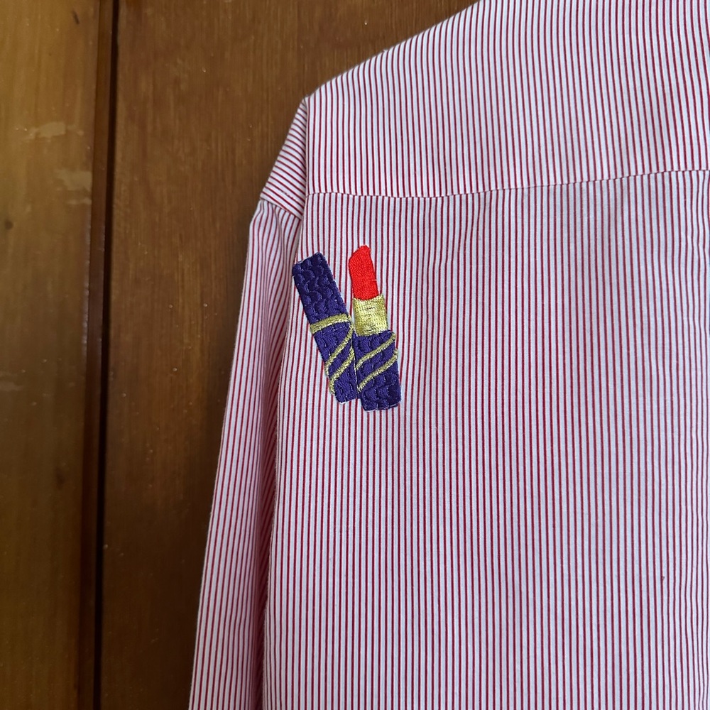 Red Hat Lady Striped Button Down - Picture 7 of 8
